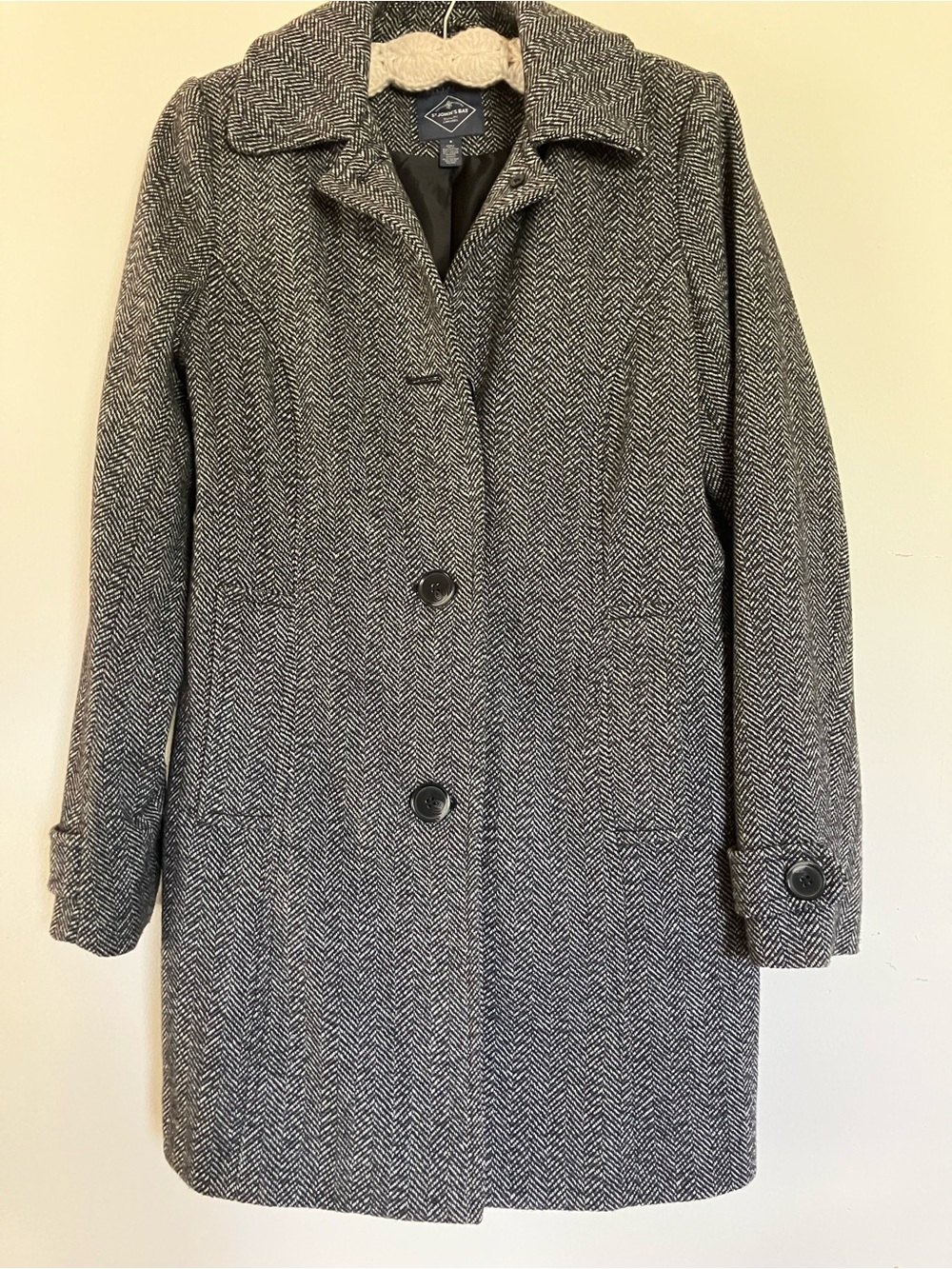 St. John's Bay Black & Gray Herringbone Pea Coat
